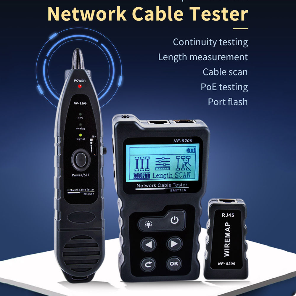 Noyafa NF-8209 internet cable tester LCD Display Measure Length cabl RJ45 Cable