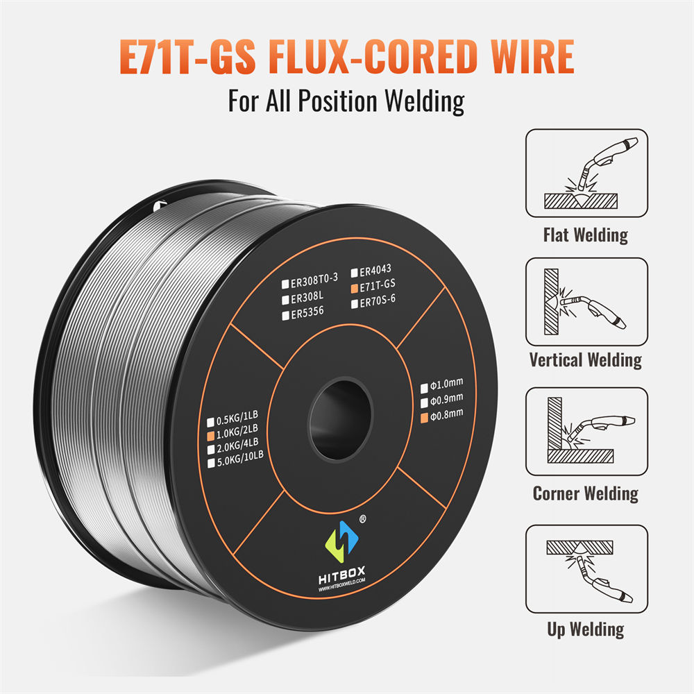 HITBOX E71T-GS Welding Wire 0.8mm 1KG Flux Cored Gasless MIG Welding Machine Acc