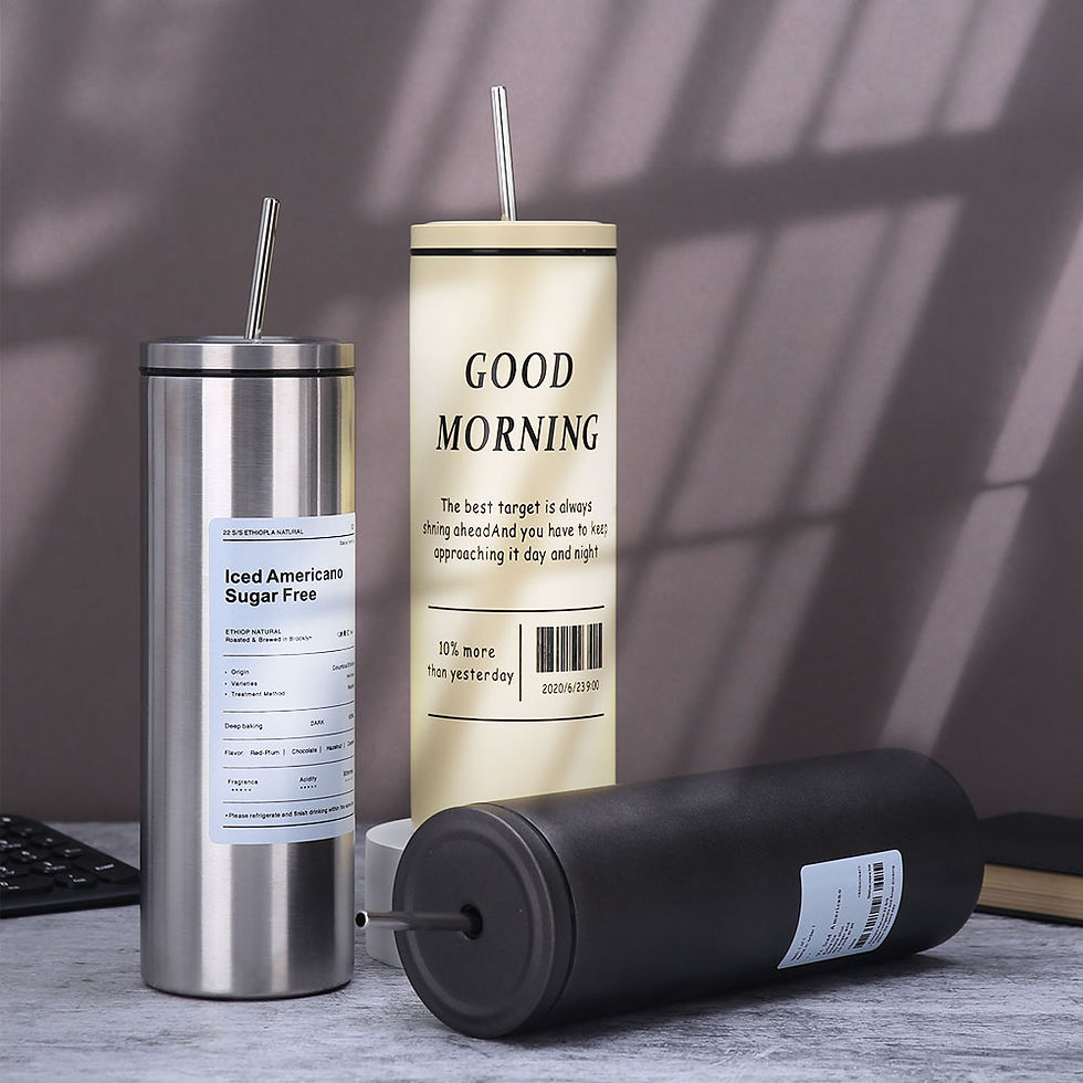 Thumbnail: Coffee Cup Thermos 304 Stainless Steel Double -layer Cooler Straw Cup Portable R