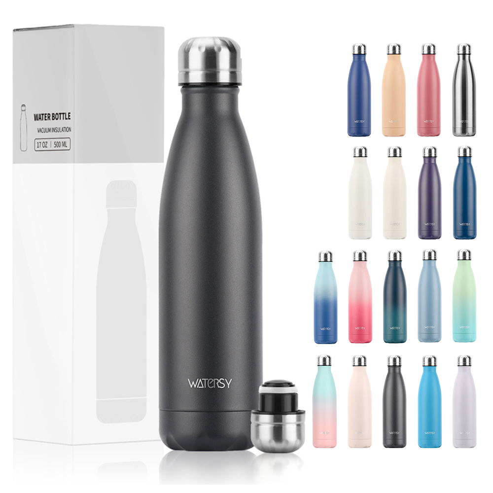 WATERSY 500ml Stainless Steel Water Bottle Insulated Vacuum Flask Double Wall Th