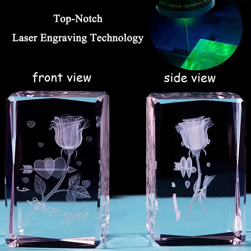 Thumbnail: 3D Crystal Rose Table Lamp with Color Changing Light