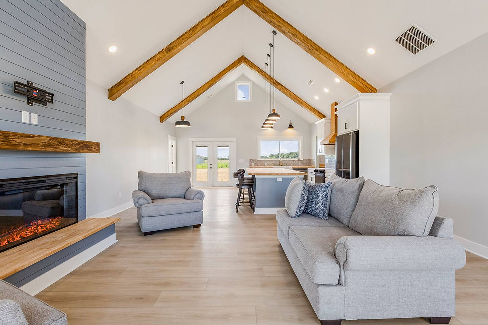 Wide angle view of a beautiful home interior showcasing an open floor plan
