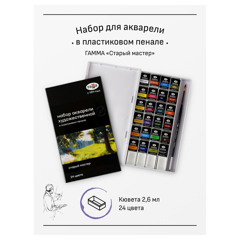 Миниатюра: Набор акварели художественной. Палитра А. Лобуз. 21 цвет