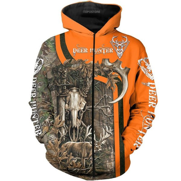 hunter orange zip hoodie