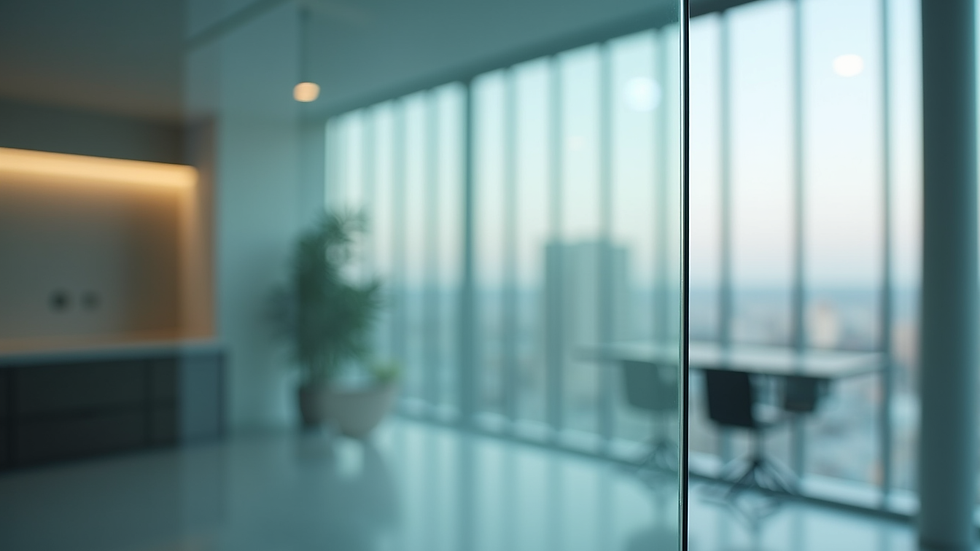 Close-up view of smart glass panel showing transparency change