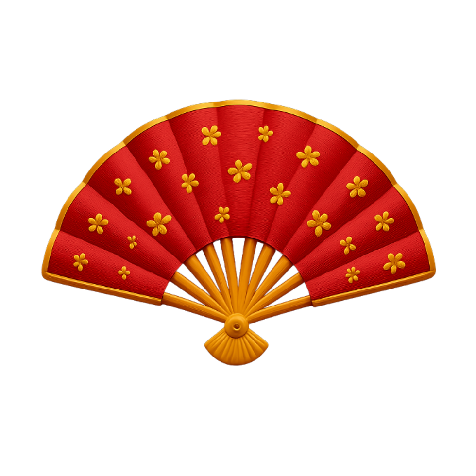 Abanico 3D con estilo oriental como símbolo de tradición fusionada con innovación en marketing