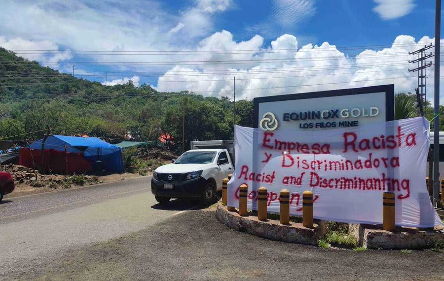 Miembros del Ejido El Carrizalillo, en el municipio de Eduardo Neri, en Guerrero (sur de México), exigieron a Minera Los Filos, de Equinox Gold, respeto en las negociaciones. Foto: @OrgulloMineroMx