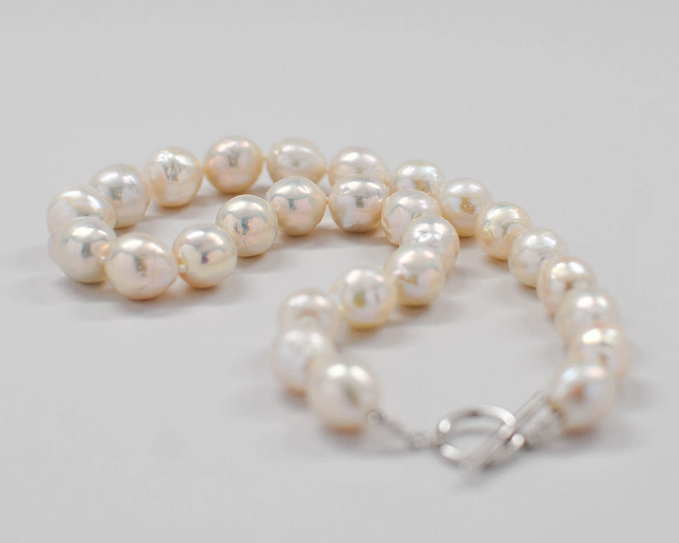 Miniatura: 18"Metallic White Ripple Pearl Necklace 11.0-14.0mm
