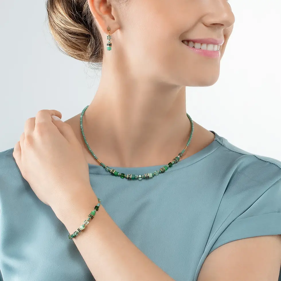 4565/10-0500 Coeur de Lion collier Mini Cubes green
