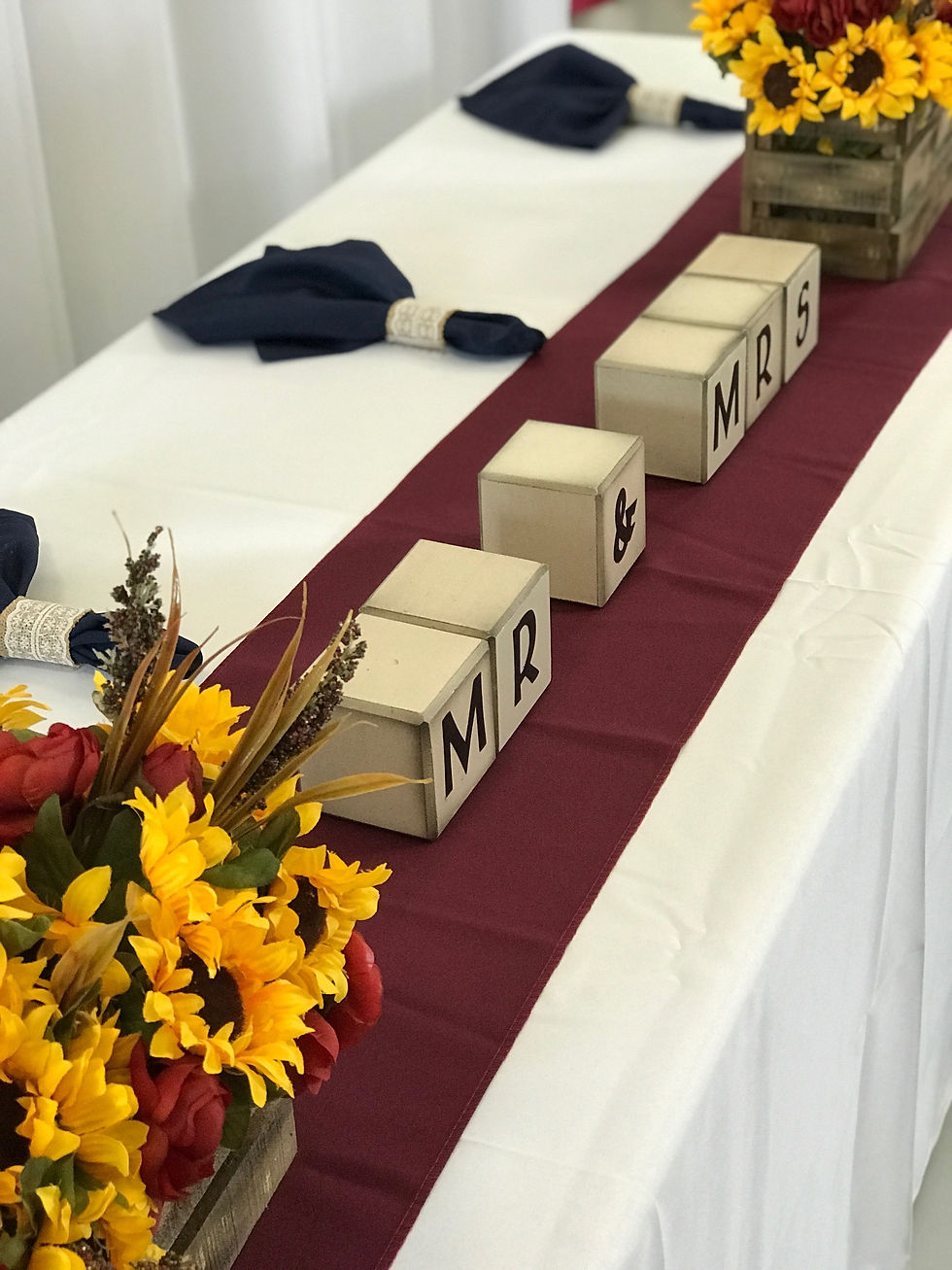 Head Table Burgundy Closeup