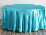Satin Round Tablecloth Turquoise