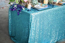 Sequin Rectangle Tablecloth Turquoise