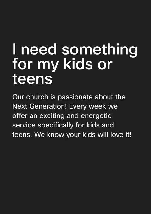 Graphic highlighting kids and youth ministries for families at Harvest Community Church