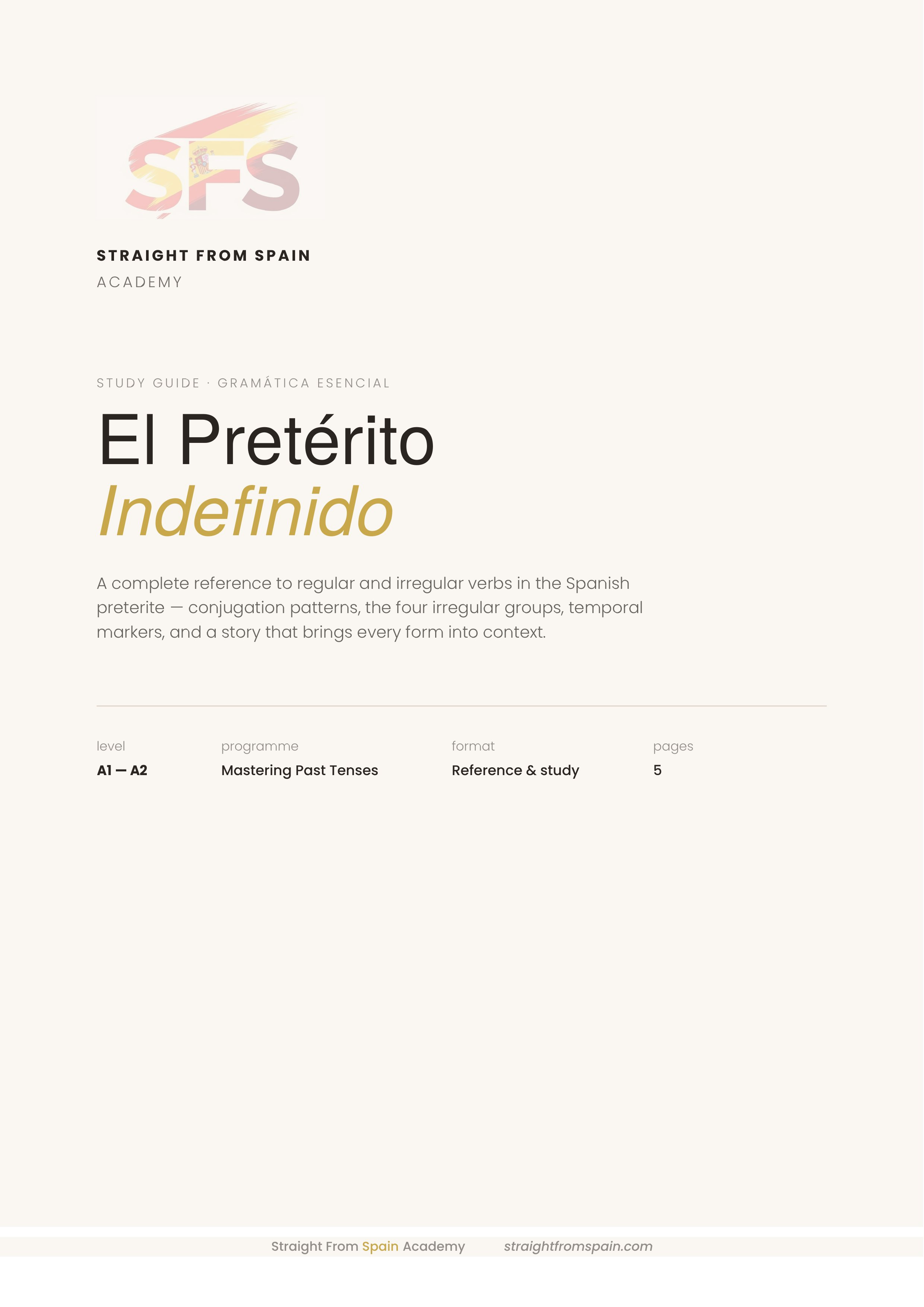 Pretérito Indefinido Study Guide – Complete Spanish Past Tense Guide (A1–A2)
