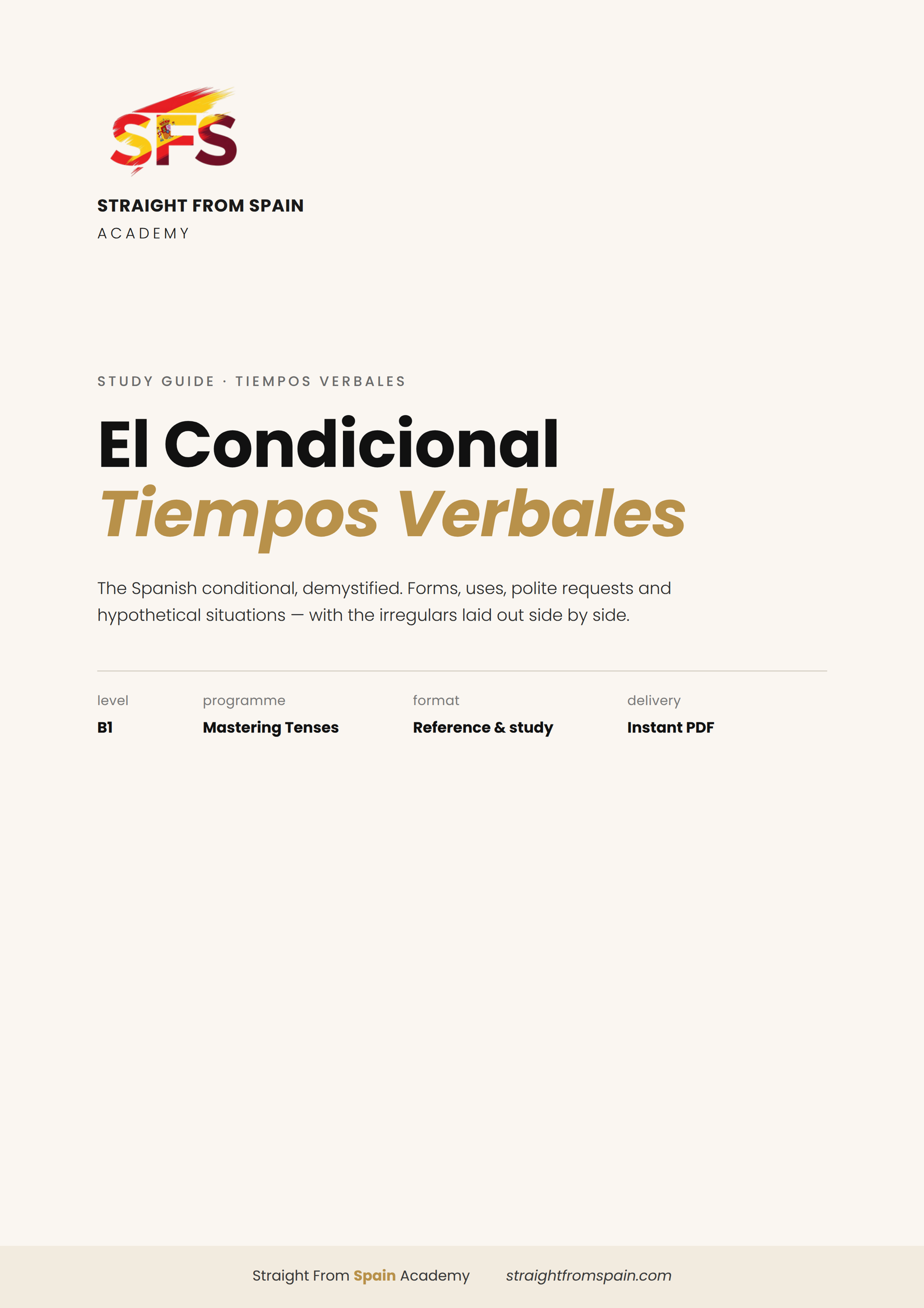 El Condicional Spanish conditional tense study guide cover