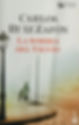 Cover of "La Sombra del Viento" by Carlos Ruiz Zafón. A foggy street scene with a man and child walking near a lamppost. Somber mood.