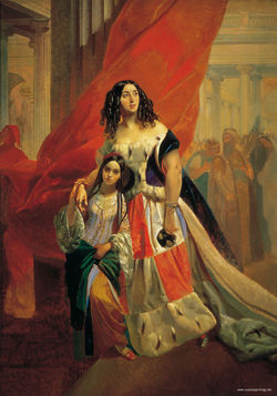 bryullov_karl_Portrait_of_the_Princess_Yuliya_Pavlovna_Samoilova_Retiring_from_the_Ball_with_Adopted