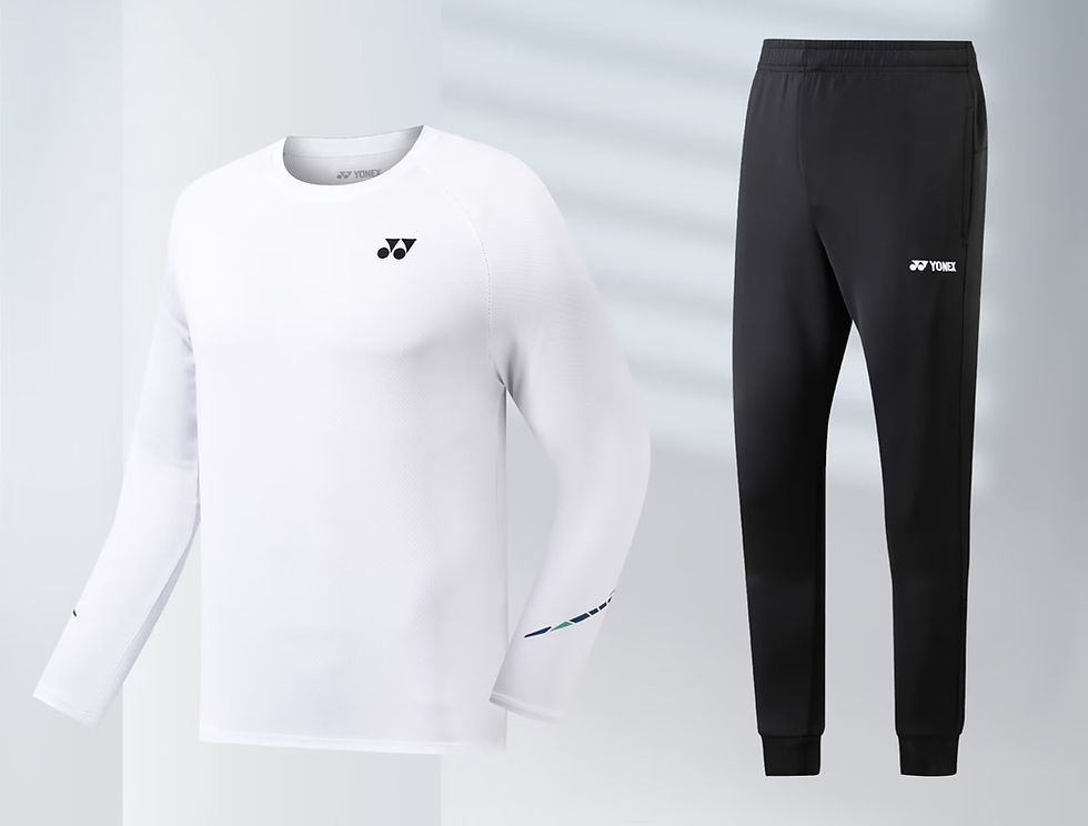Thumbnail: Yonex Fall Winter Long-Sleeve Shirt Sweatpants Set Breathable Quick Dry