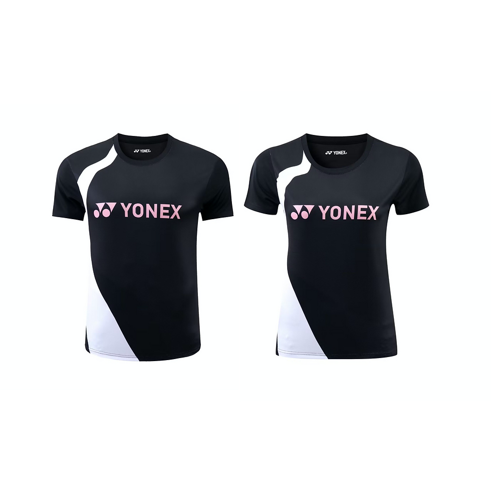 Yonex Game Wear Couple Pink Logo T-Shirt (Black)