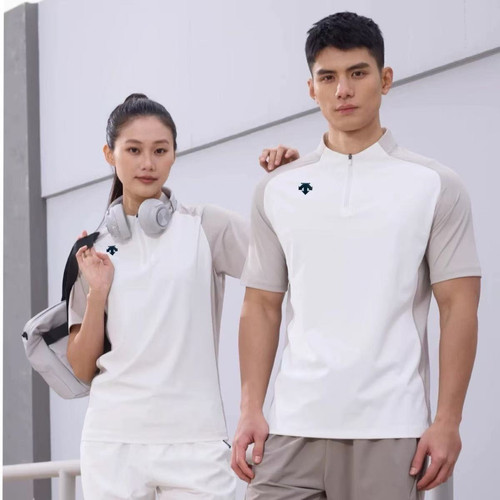 Descente Men's Polo Shirt Short Sleeve Training Elastic Wrinkle