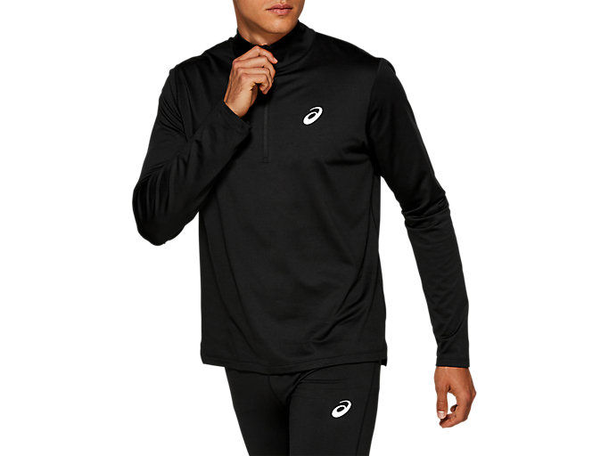 ASICS Men's Silver Long Sleeve Shirt 1/2 Zip Winter Top