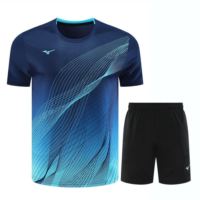 Thumbnail: Mizuno T-Shirt Shorts Set Badminton Tennis T-Shirt Training Quick Dry