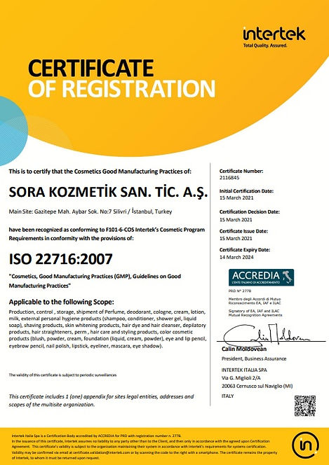 Sora: Сертификат ISO