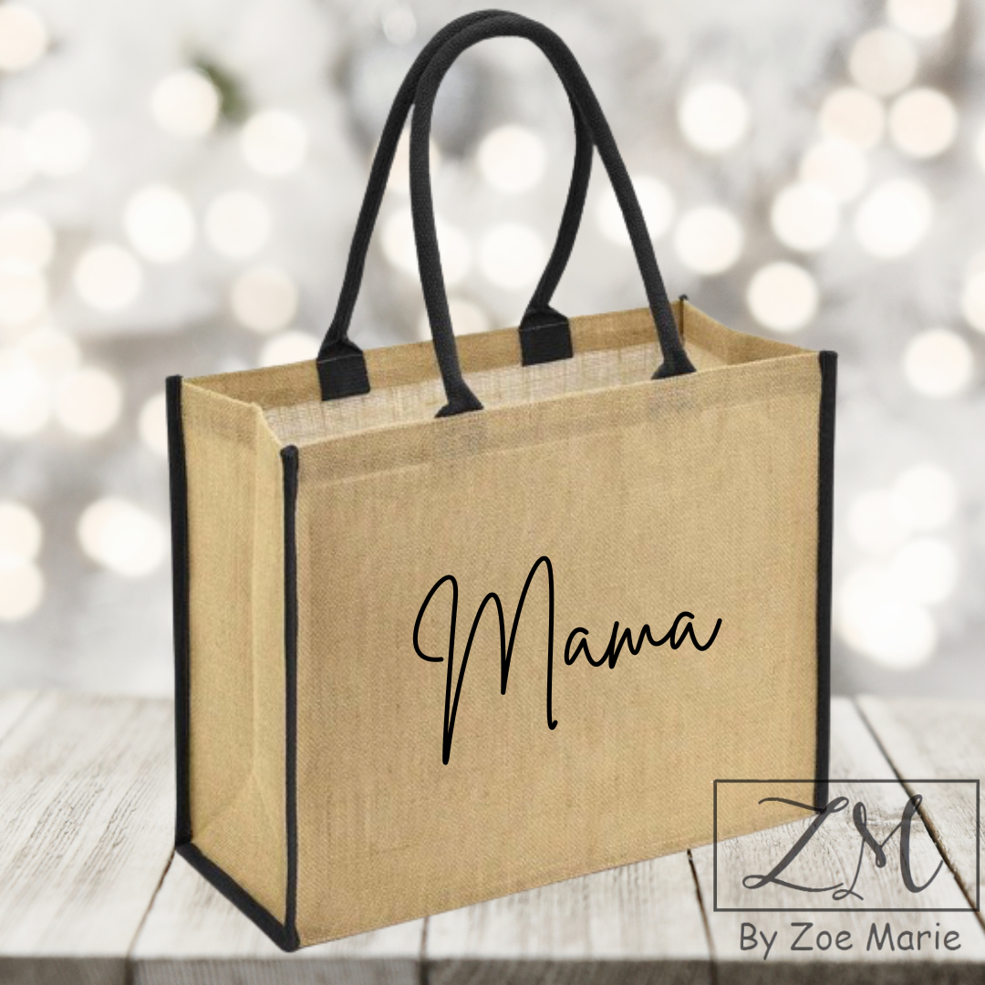 Personalised Jute Tipped Shopper Tote Bag