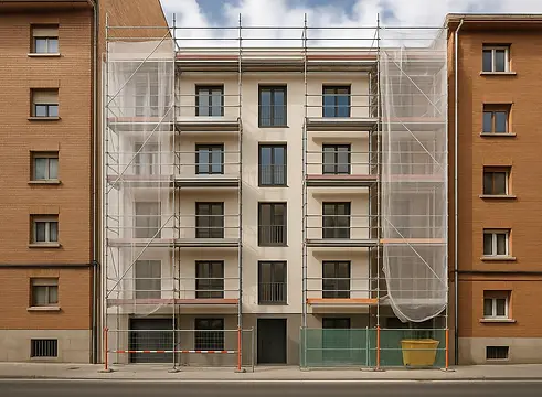 REHABILIATACION DE FACHADAS EN PAMPLONA  Y ASCENSOR