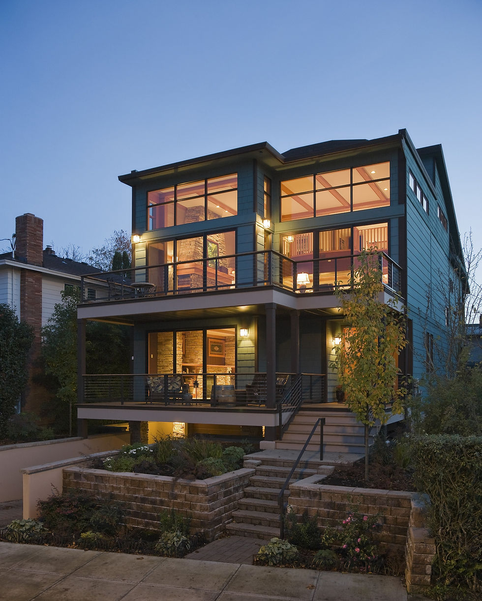 Contemporary NW home adorned with fascia-style gutters.