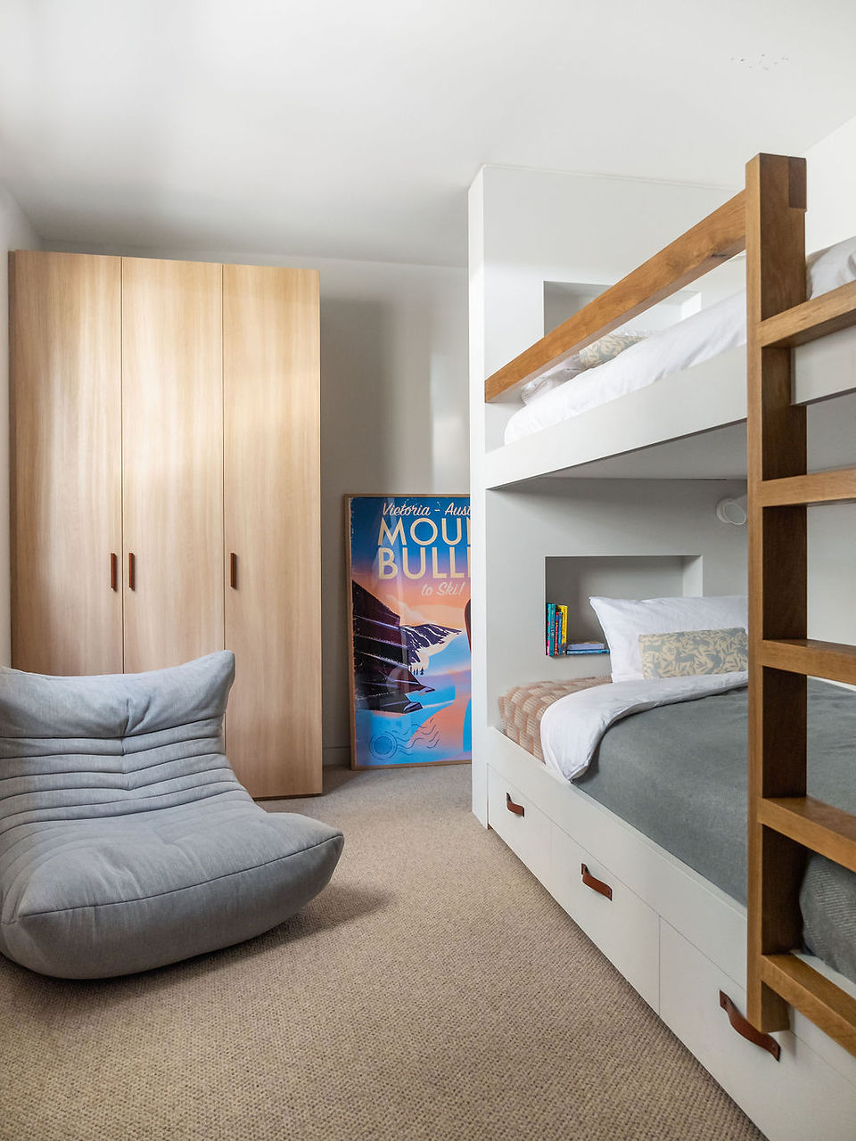 Kids bedroom with custom bunk beds 