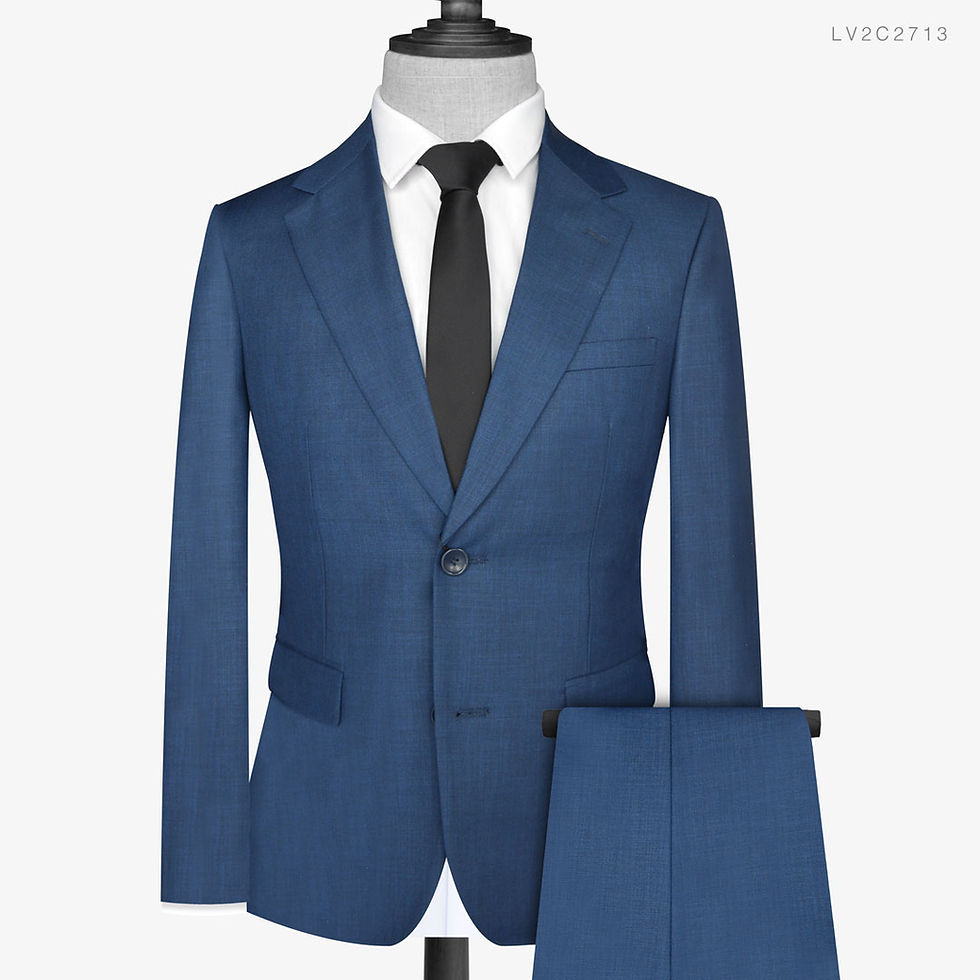 Blue bamboo slim-fit suit set including jacket and trousers