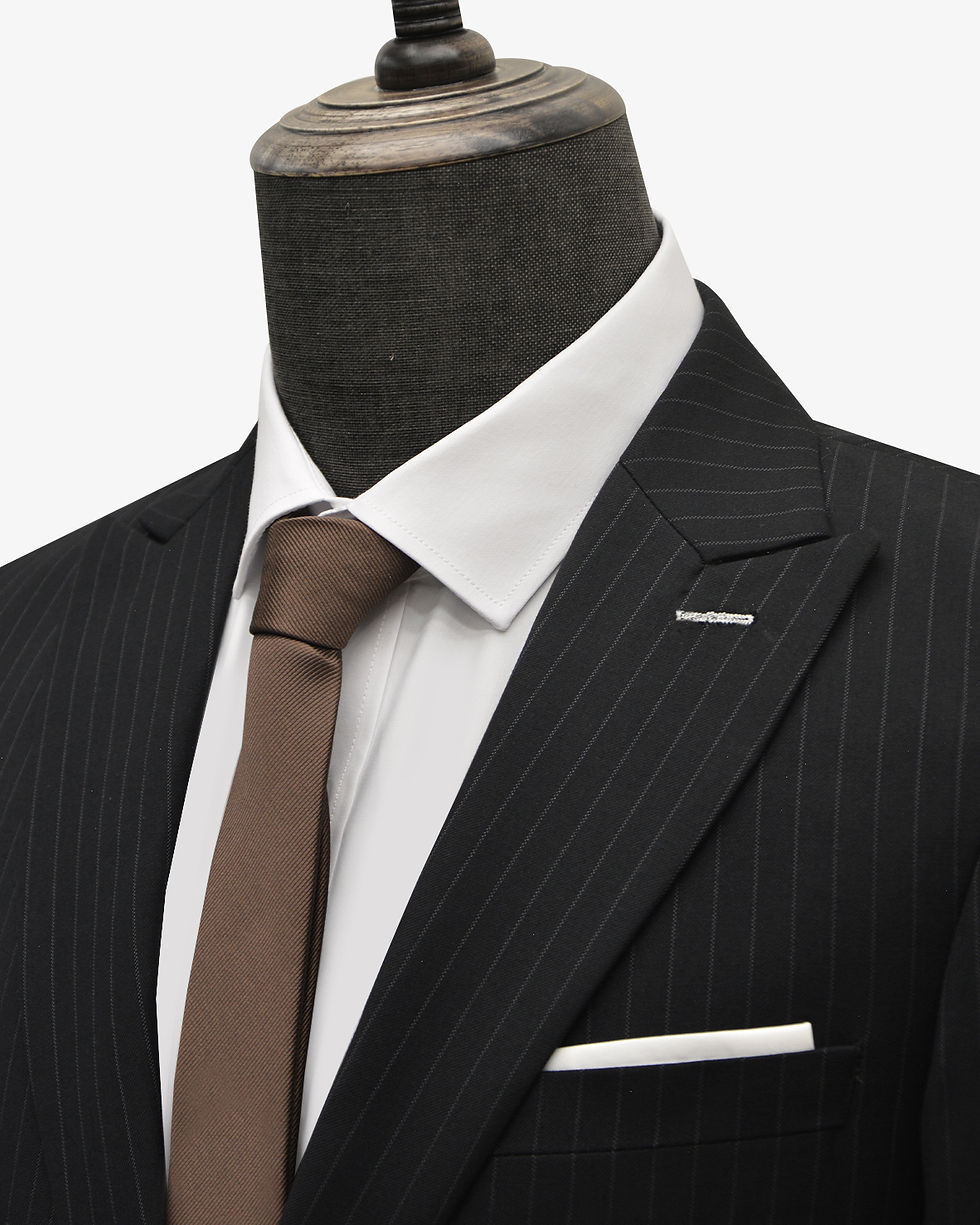 Thumbnail: Black 2-Button Striped Slim-fit Suit