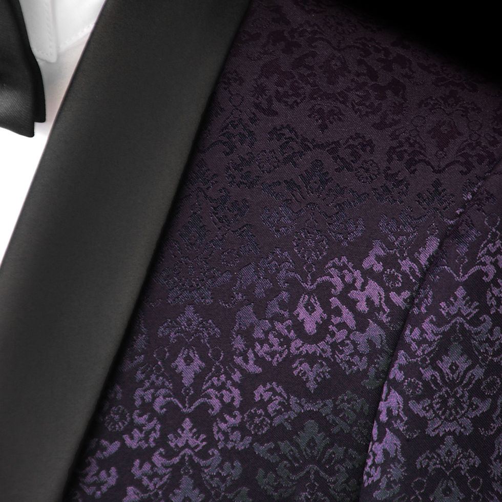 Men’s purple jacquard tuxedo jacket with textured pattern