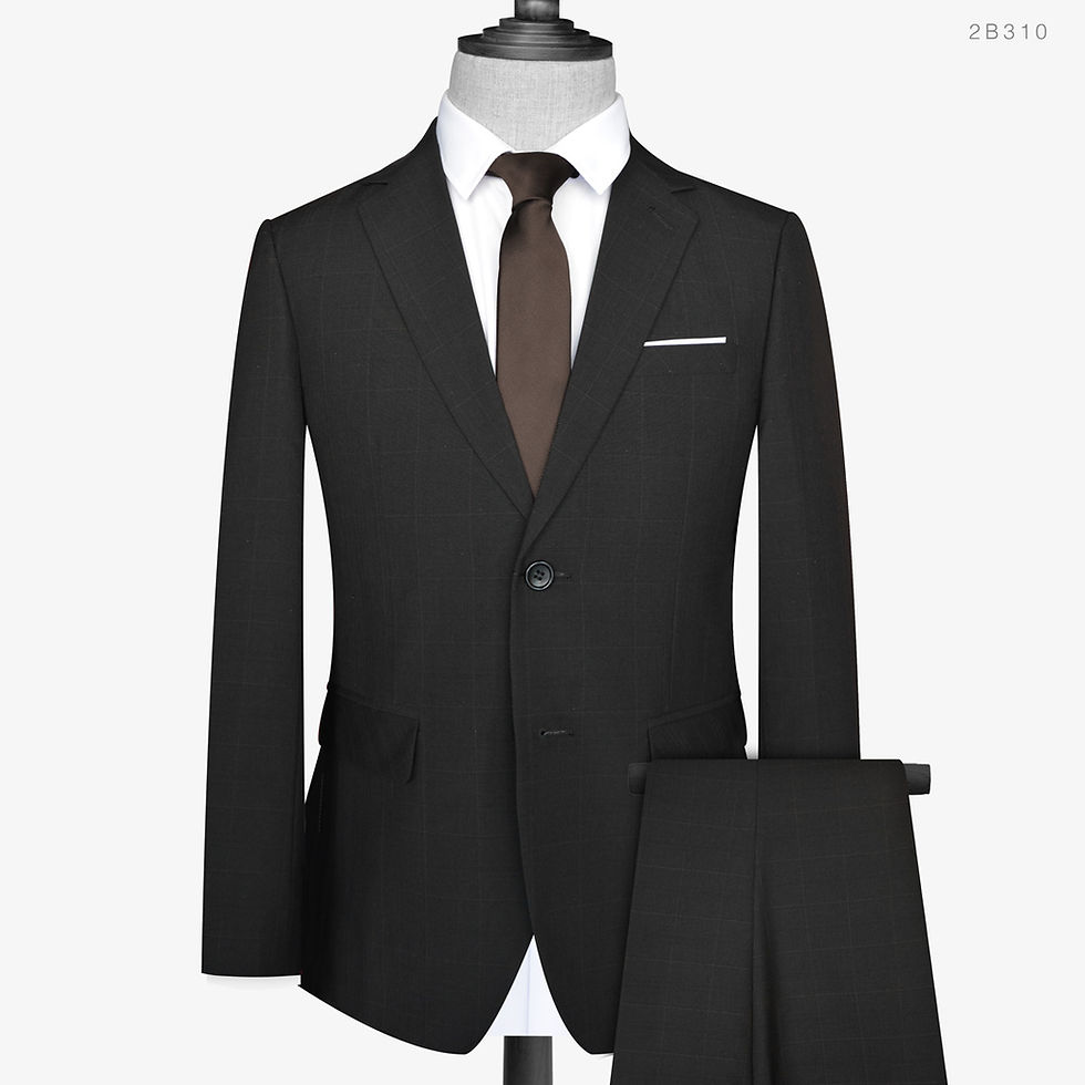 Black Checked 2 Button Sim-Fit Suit