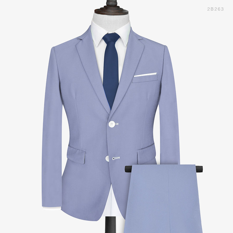 2 Button Notch Lapel Pale Blue Suit
