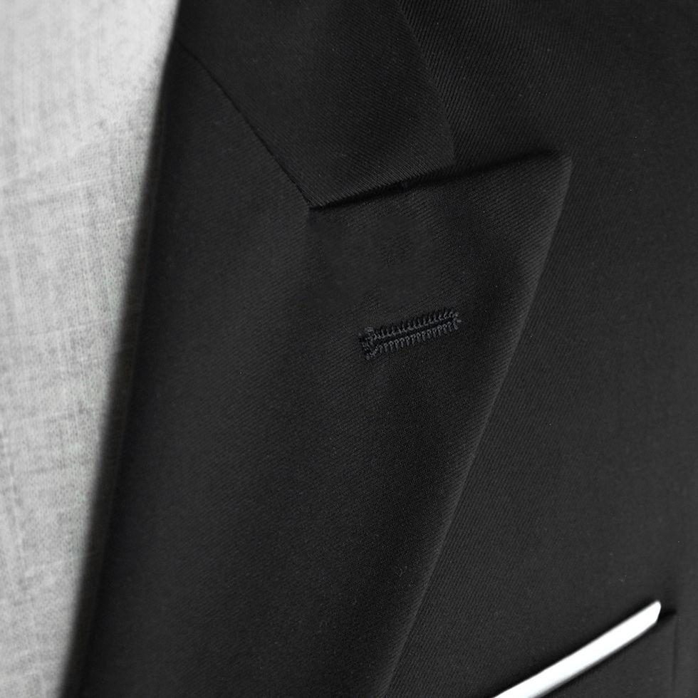 Thumbnail: Men’s black double-breasted slim-fit suit with peak lapel