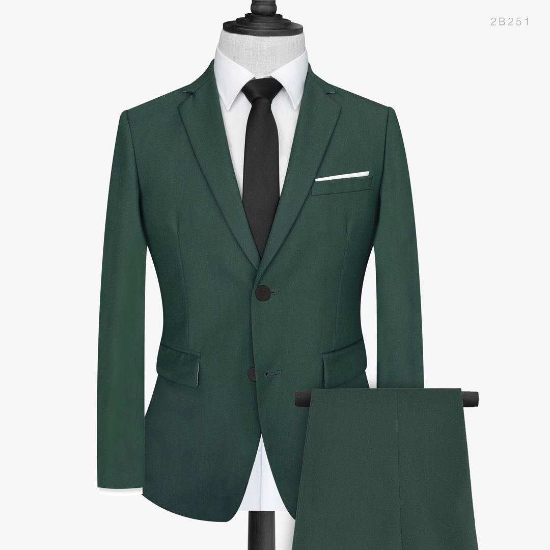 emerald green slim-fit suit set including jacket and trousers