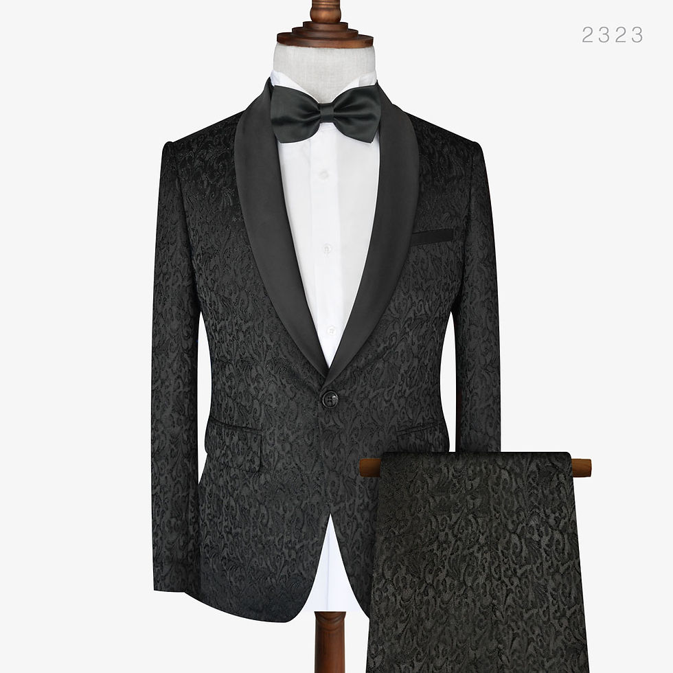 Black Jacquard Shawl Lapel 1 Button Suit