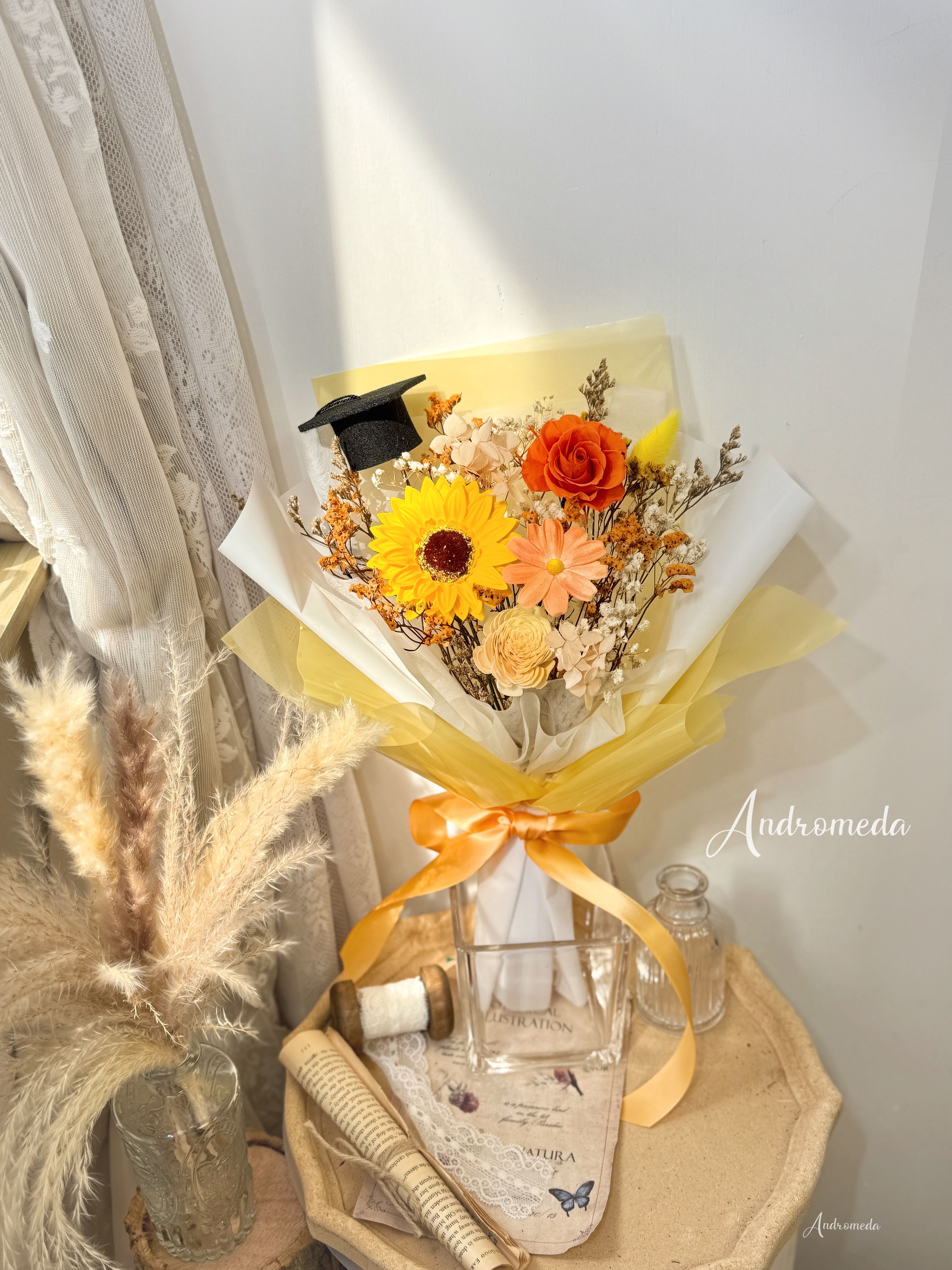 XS size 🎓太陽花花束 🌟 果凍檸檬🍋（送畢業帽）