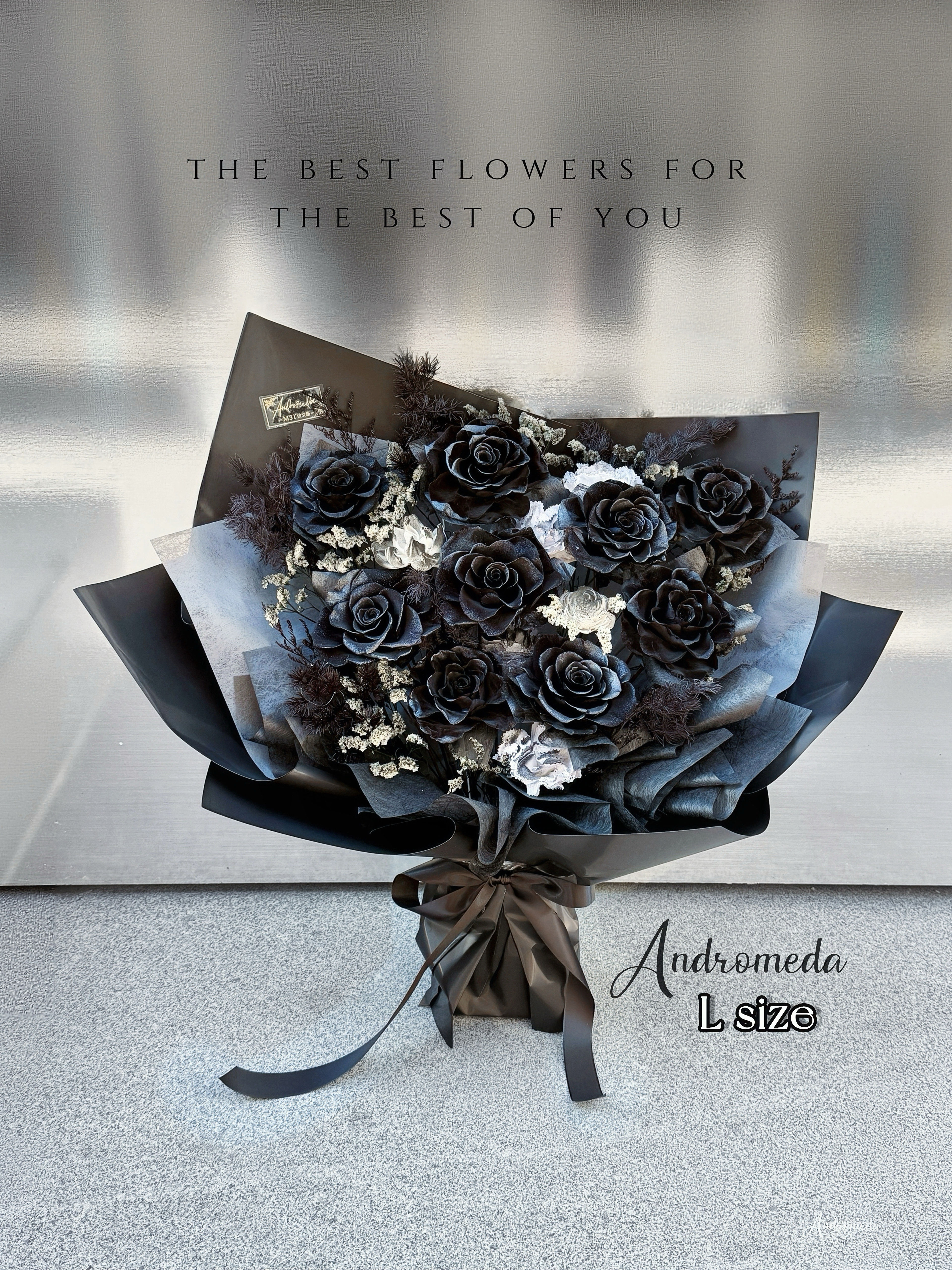 永生黑玫瑰花束- L size 9支 