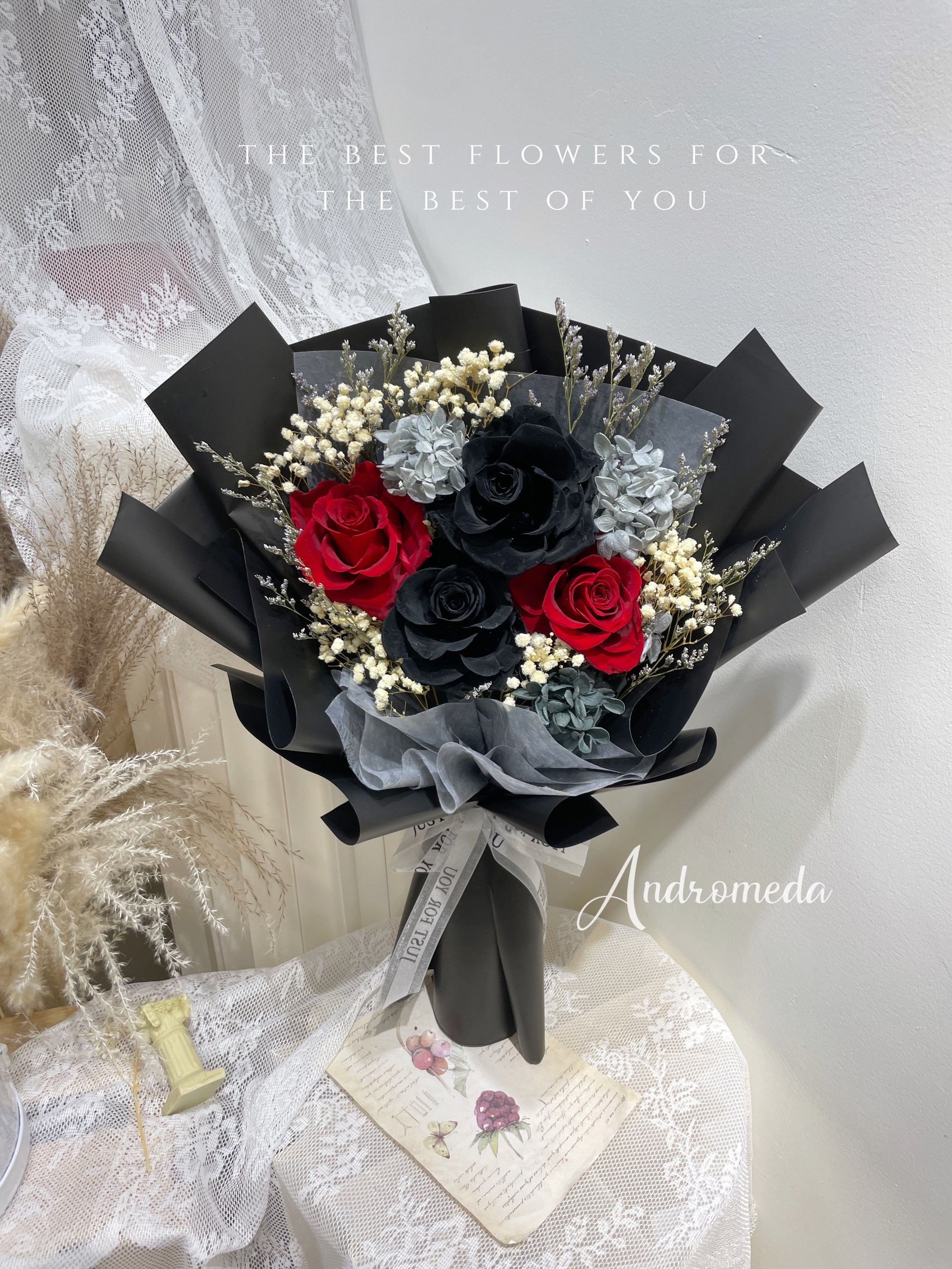 S size 黑&紅玫瑰永生花花束🖤(另加兩朵玫瑰）