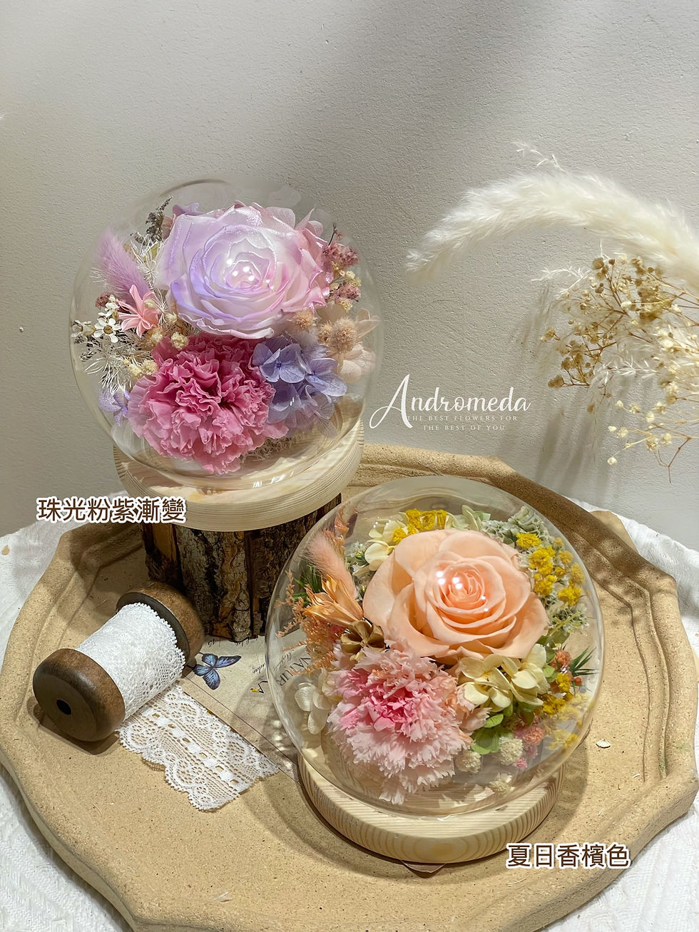 縮圖：母親節玻璃瓶-永生康乃馨x玫瑰花