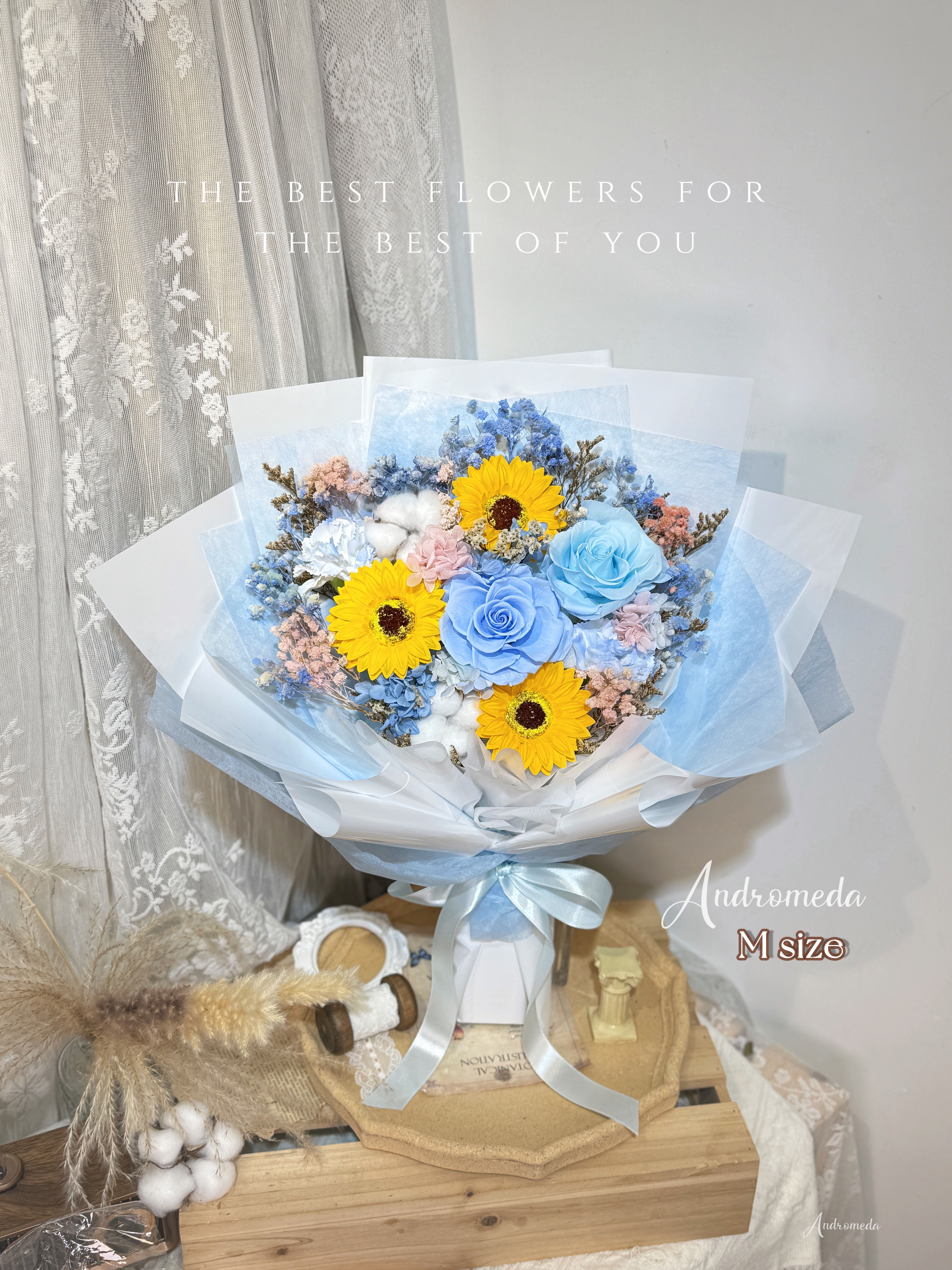 新款永生花 M size Am14- Baby Blue