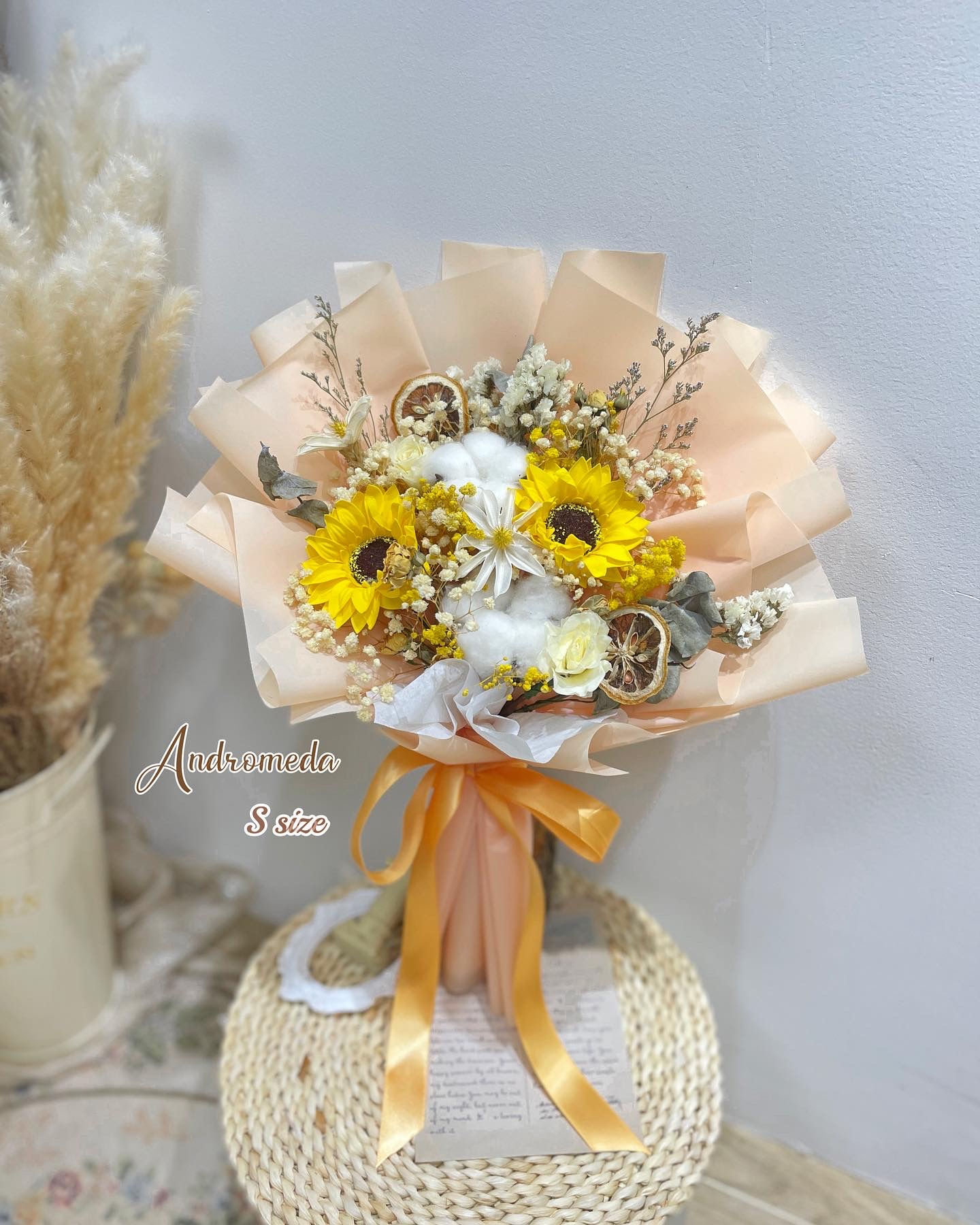 文清系列-檸檬太陽花-粉橙花紙（M size）