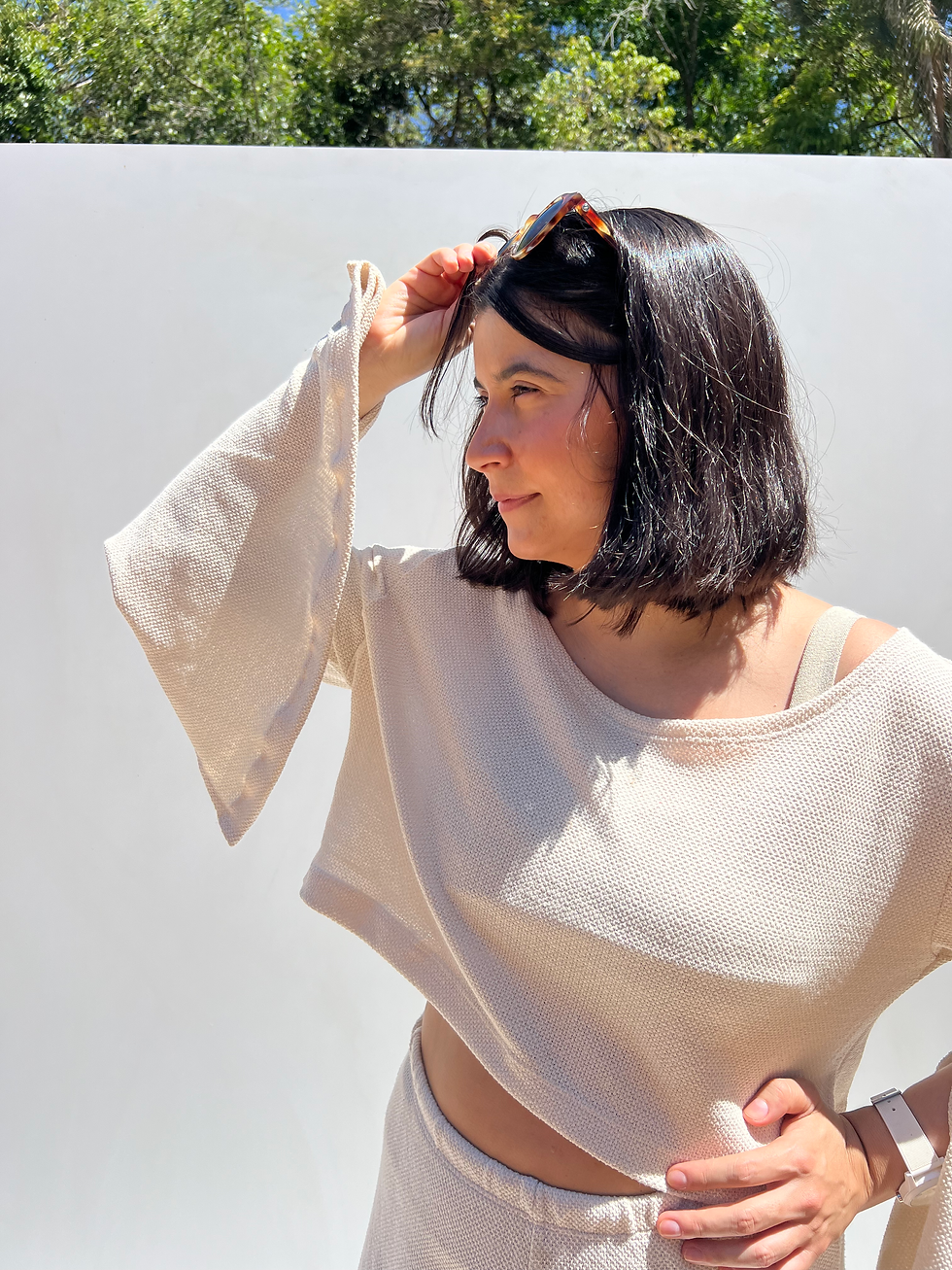 Miniatura: Cropped ombro a ombro tricot