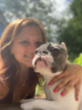 Lynda Gillin with a Walks and Whiskers dog