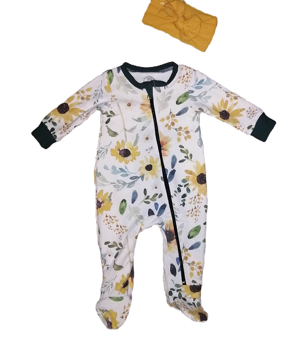 Bright Sunflowers Footed Romper