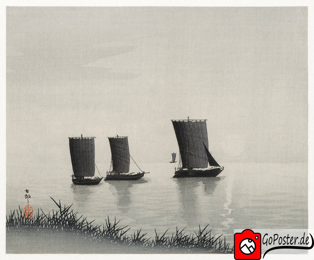 Zeichnung japanischer Segelboote