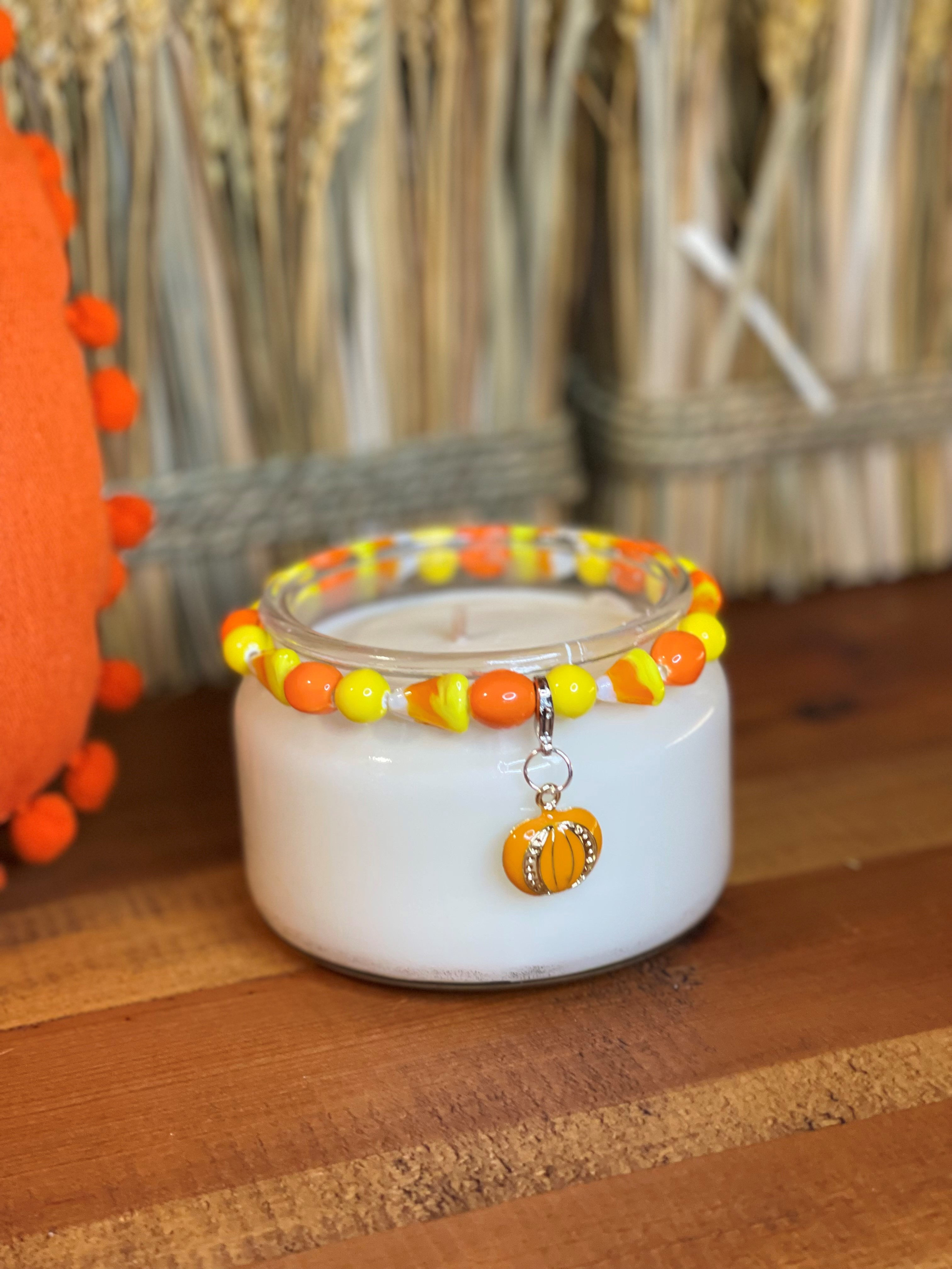10oz Jar Candle with Candy Corn Collar